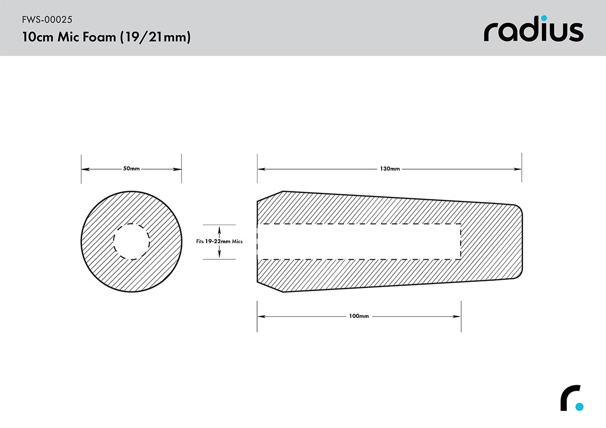 Shotgun Mic Foam Windshield, 10cm STD Hole