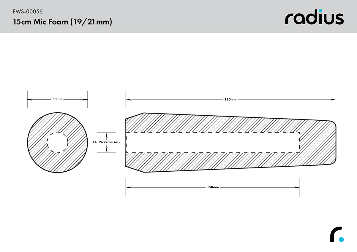 Shotgun Mic Foam Windshield, 15cm STD Hole