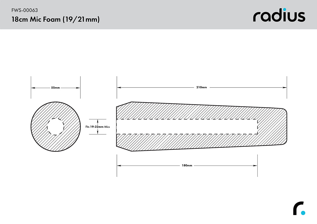 Shotgun Mic Foam Windshield, 18cm STD Hole