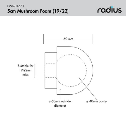 5cm Mushroom Mic Foam, 19/22